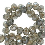 Top Glas Facett Glasschliffperlen 3x2mm rondellen Greige anthracite-pearl shine coating